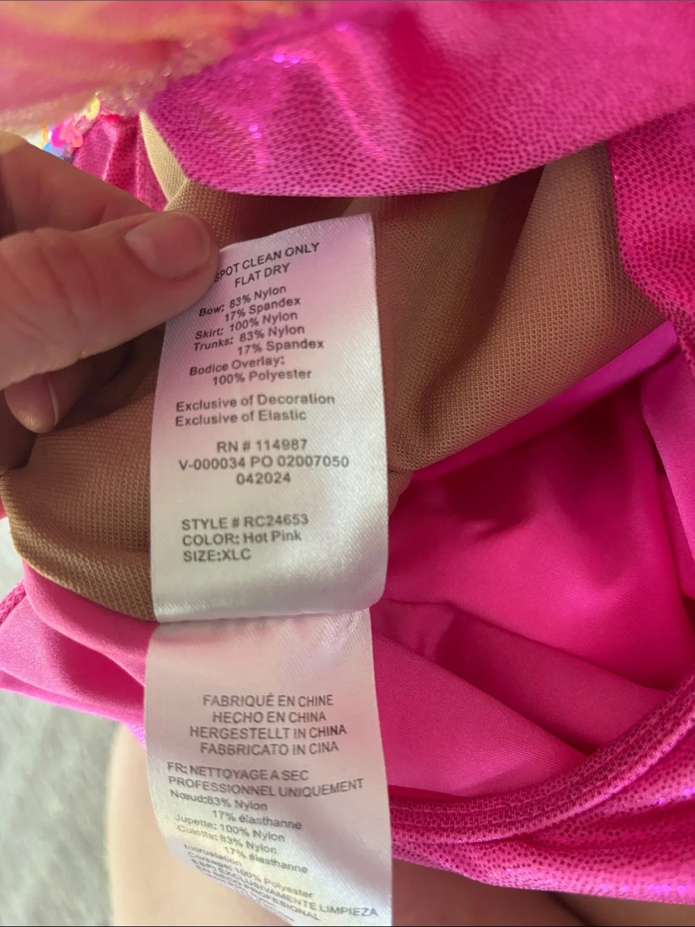 Girls Hot Pink Sequin Floral Embroidered Dance Dress Costume Size XL
